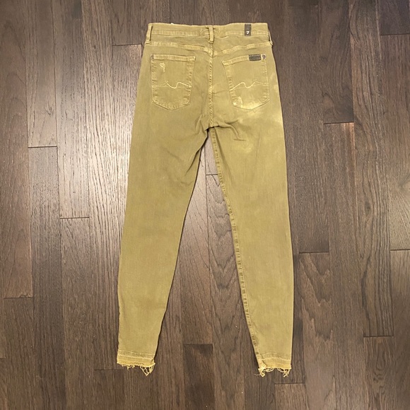 7 For All Mankind Olive Green Distressed Skinny Jeans - Picture 4 of 4